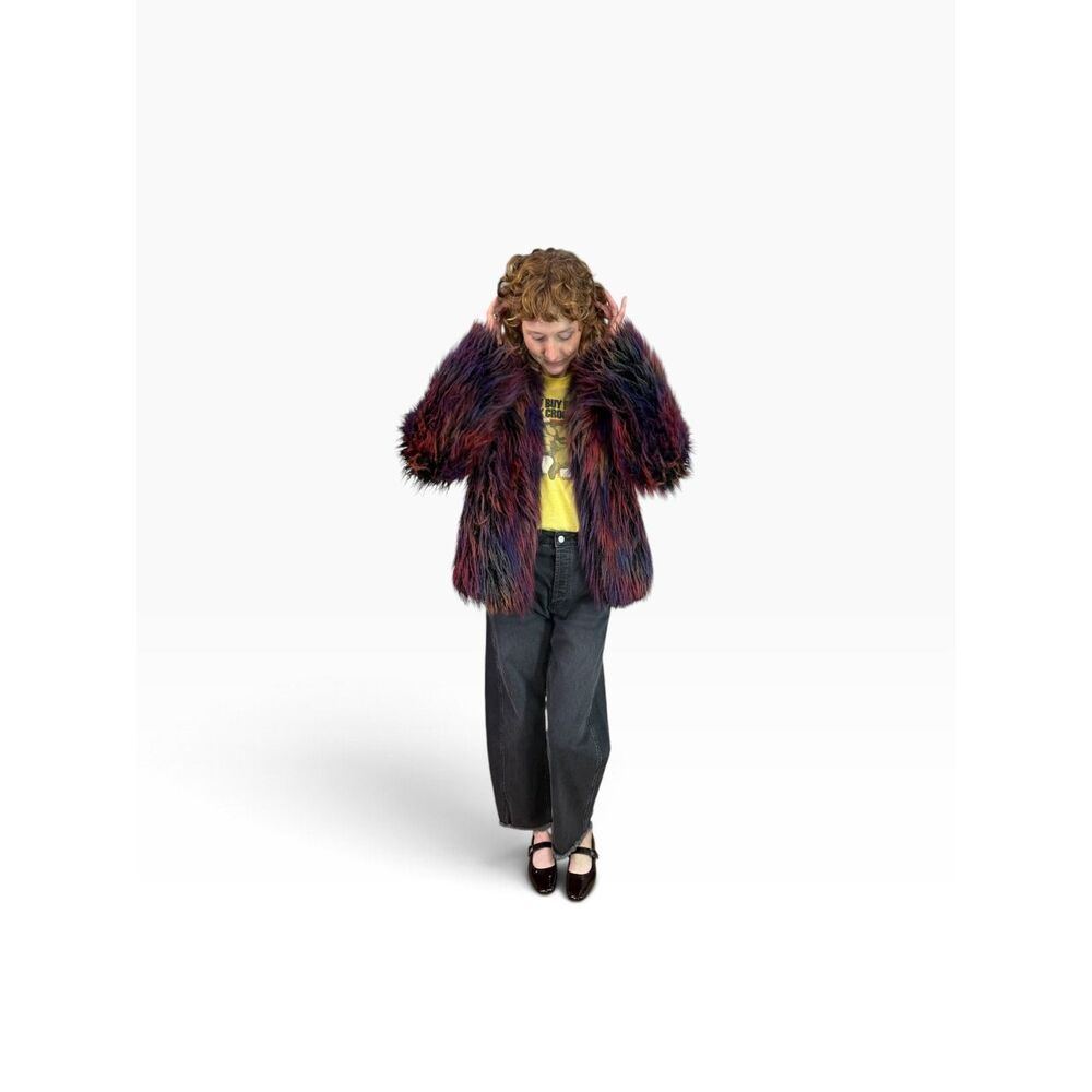 SpiritHoods Faux Fur Shaggy 70s Multicolor Jacket Collectors Edition $450 Size S - Picture 11 of 13